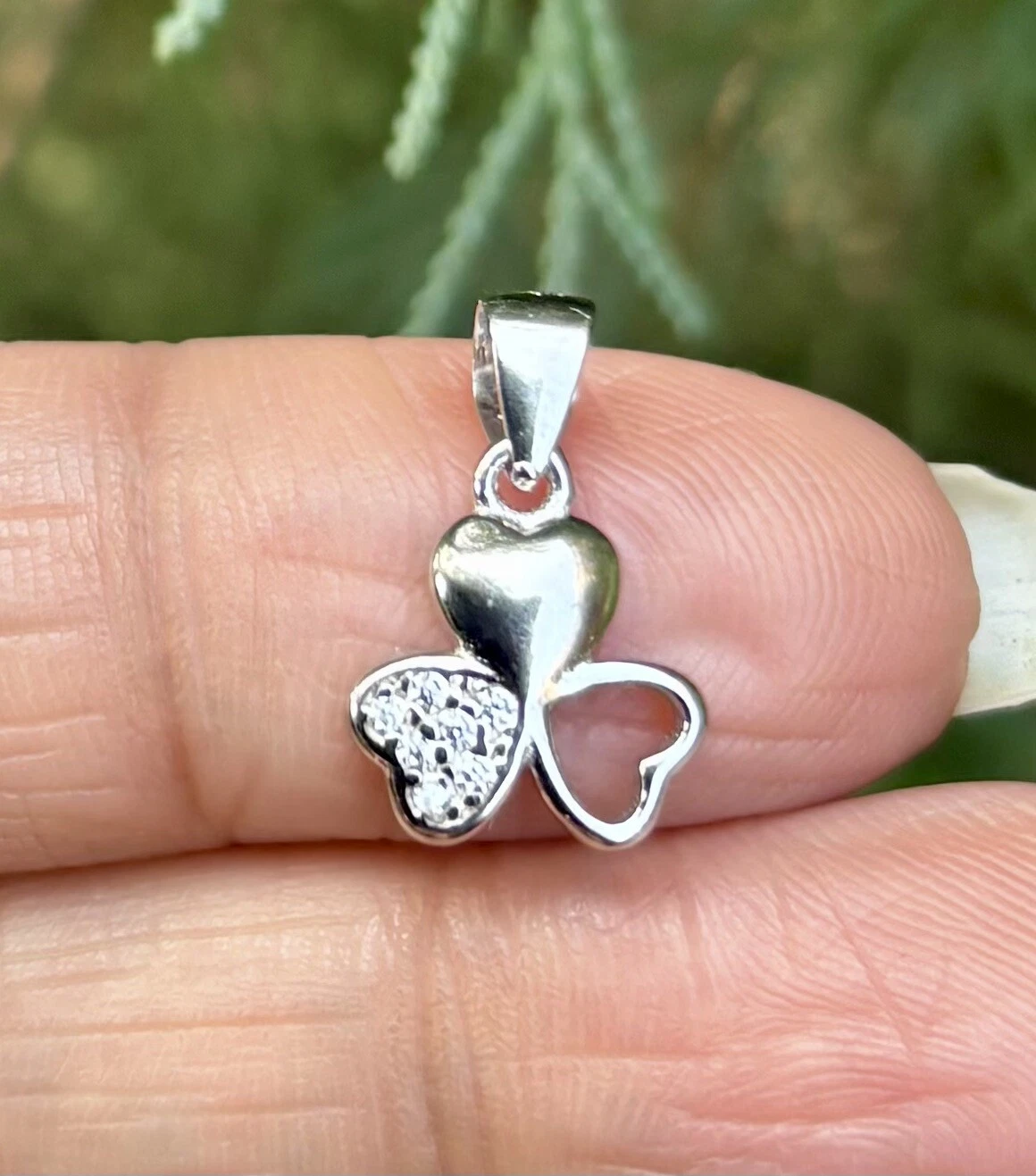 925 Sterling Silver Flower Floral Charm Pendant Cz Small Minimal Jewelry 1.20 g