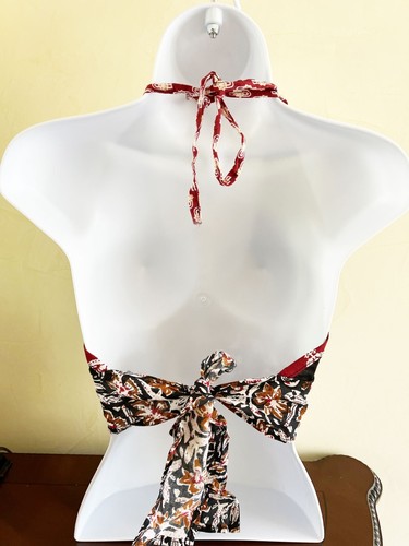 Patchwork Tie Top Beachwear Hippie Cropped Top - Picture 3 of 3