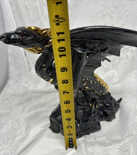 Doc Holliday DHM 1997 Dragon Ceramic Mold Black & Gold 12 x 12 x 7 Red Eyes Larg - Picture 9 of 10