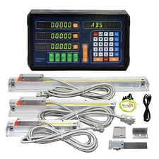 3Axis DRO Digital Readout Display 3pcs 1um Linear scales for Lathe Milling