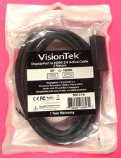 NEW VisionTek DisplayPort To HDMI 2.0 2M Active Cable 901214