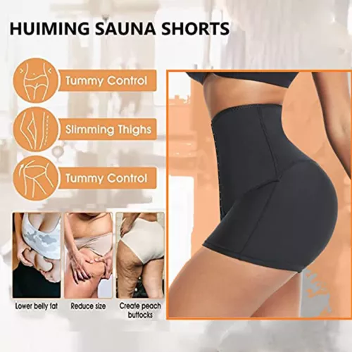 Damen Neopren Sauna Schweiß Body Shaper Slim Shorts Taillentrainer Thermo Leggings - Bild 8 von 38
