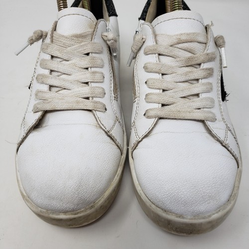 Stylechild Girls Size 3 Sneakers White Black & Silver Blue Glitter Star - Picture 4 of 15