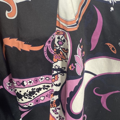 Tahari Dress Womens 24 Long Black Purple Orange Paisley Sleeveless Career V Neck - Picture 3 of 6