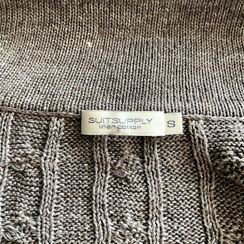 Suitsupply Linen Cotton Cardigan Sweater Beige Cable Knit Shawl Slim Men's Small - Picture 7 of 11