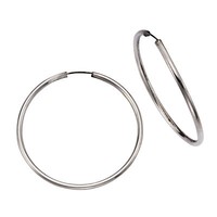 Creolen Ohrringe 925 Sterling Silber Rhodiniert 4Cm Durchmesser Hochglanzpoliert