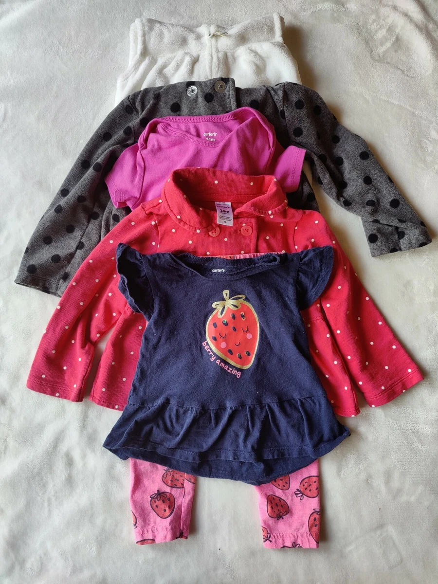 Carter s Baby Girl Outfit Lot Size 24 Months Sweatshirt Pants Vest 8 pieces