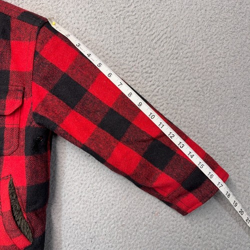 Gap Jacket Boys Small Red Black Buffalo Plaid Faux Fur Lined Outdoor Hiking - Picture 5 of 12
