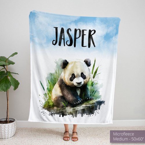 Panda Blanket - Personalized Fleece Throw, Bamboo Nursery Kids Baby Gift - Picture 10 of 11