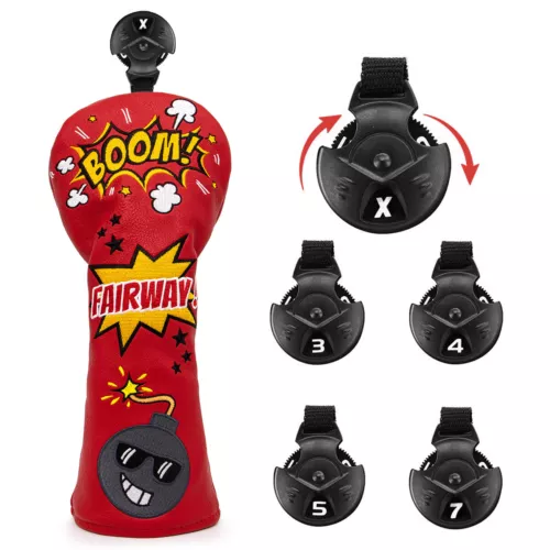 Bomb Premium Golf Legno Copricapo Rosso Golf Driver Fairway Legno Ibrido Club Cover - Foto 7 di 14