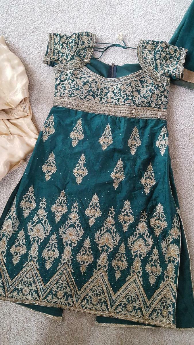 NEW INDIAN EMERALD GREEN MEHENDI DRESS READYMADE SIZE 40" CHEST FREE  SHIPPING! | eBay