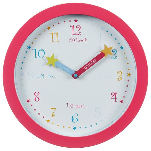 Reloj Learn To Tell The Time para niños dormitorio, guardería, sala de juegos - rosa - Imagen 4 de 6