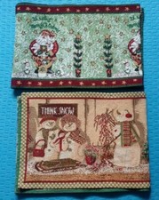 Holiday Christmas Woven Table Runners 12x69"  11.5x72" Multicolor 2 Pcs GREAT