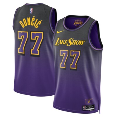 LA Lakers Men's jersey NBA City Edition (77 Doncic) Purple New All Sizes UK  UK