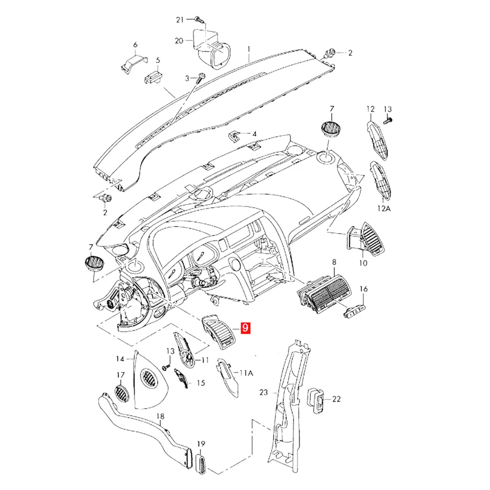 New Front Dashboard Air Vent Panel Frame Replacement for Audi Q7 4L 2007-2015 Foto 4 de 4