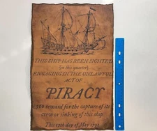 Pirate Ship Wanted Poster Print Vintage Replica Pirates Treasure Reward - BIG