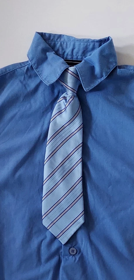 Andrew Fezza Niños Talla 4T Manga Larga Con Botones Camisa Vestido Conjunto Corbata Azul Foto 2 de 4