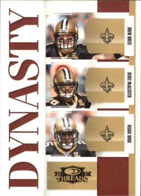 2007 Donruss Threads Dynasty Gold #7 Drew Brees Deuce McAllister Reggie Bush
