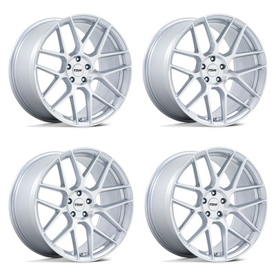 Set 4 17'' TSW Tw002 Lasarthe Gloss Silver Machined 17x8 Wheels 5x4.25 40mm Rims