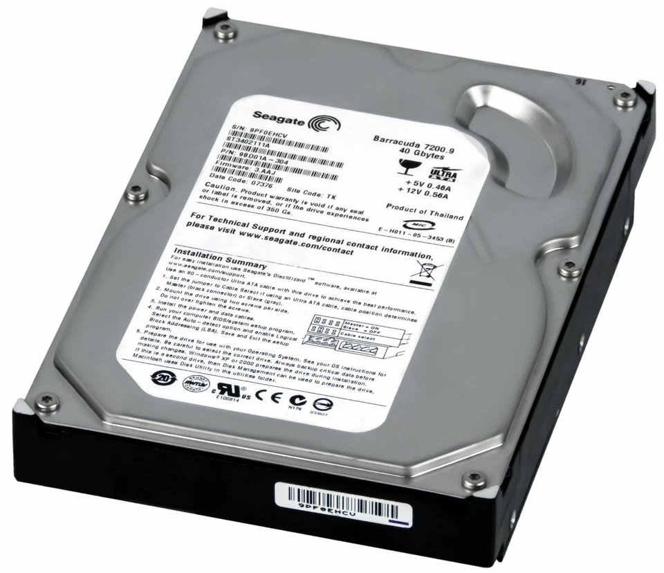 Hard Drive Seagate barracuda 7200.9 40GB ST3402111A 2MB Pata Ata Ide 3.5 " Inch - Image 3 of 3