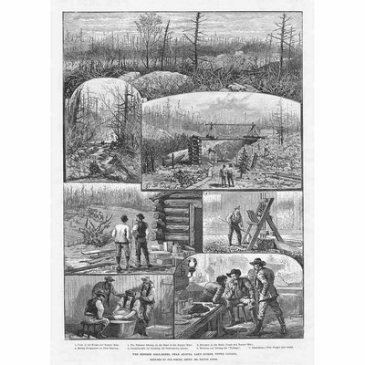 Kanada Denison Goldmine nahe Algoma Lake Huron - antiker Druck 1888