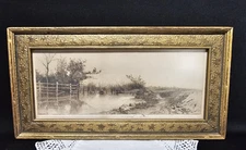 Antique 1889 I.M. Rosenberg Etching River Scene Framed Jelenek J. Jacobson  NY