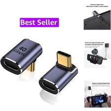 90 Degree USB-C Male to Female Adapter 2 Pack, Metallic Purple