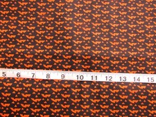 1 yd 100 Cotton Fabric Black with Orange Jack O' Lantern Faces