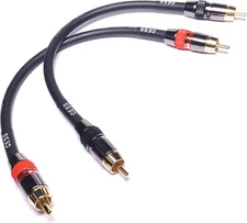 CESS-163-8i Low Noise 12 Gauge Premium RCA Audio Line 8 Inches, Black & Red 