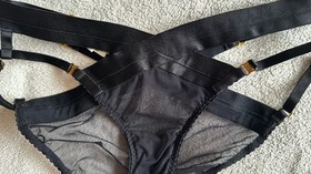 bordelle signature panelled suspender brief, black, size S