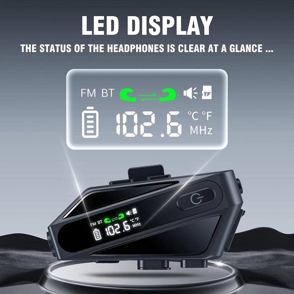 2STK Motorrad Helm Headset BT5.3 KopfhöRer Mikrofon Freisprecheinrichtung DE - Bild 4 von 4