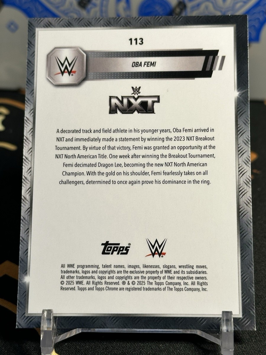 suemi✨️ 2025 Topps Chrome WWE Pink Shimmer #113 Oba Femi – NXT SP