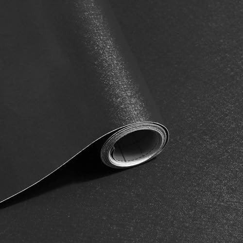 Black Wallpaper Peel and Stick Black Contact 17.7inch x 118.1inch Pure Black