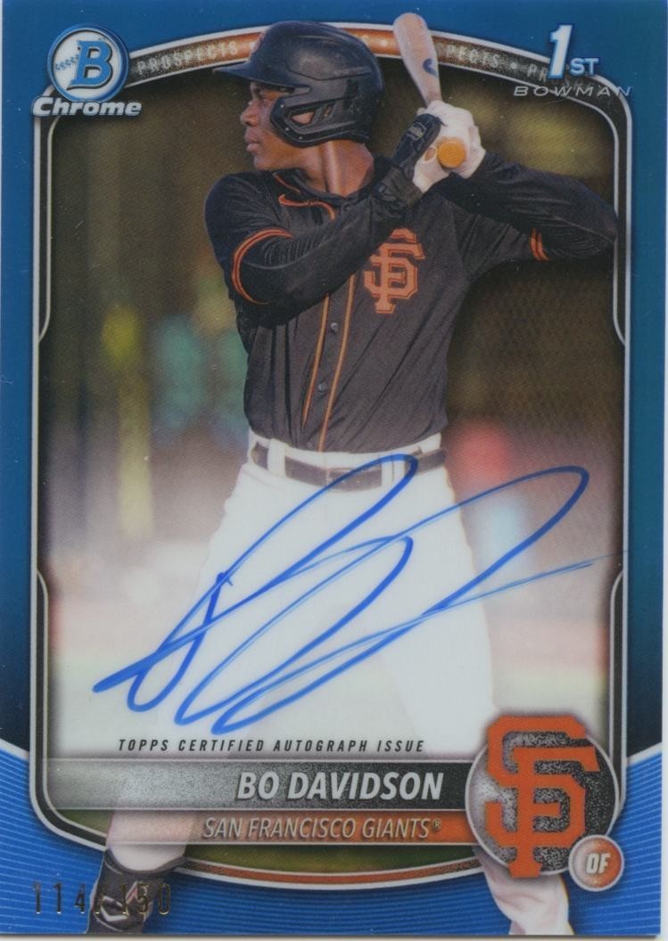 Bo Davidson 2025 Bowman Chrome 1st Blue Auto Autograph SF Giants 114/150