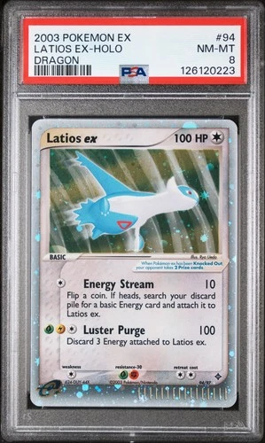 2003 POKEMON EX DRAGON #94 LATIOS EX-HOLO PSA 8