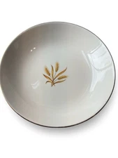 Vintage Golden Wheat 8” Rimmed Soup / Pasta Bowl 22K Gold Trim