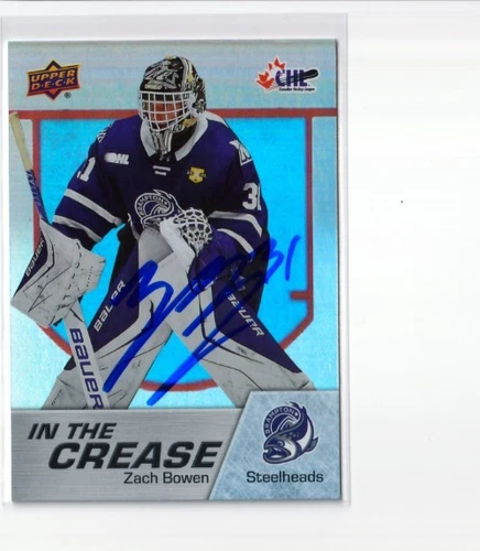 ZACH BOWEN autographed SIGNED '25/26 Upper Deck CHL IN THE CREASE card