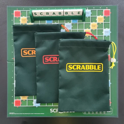 SCRABBLE LETTERS TILES BAG ,DRAWSTRING BAG/SPARE BAG/HANDMADE-3 Colours