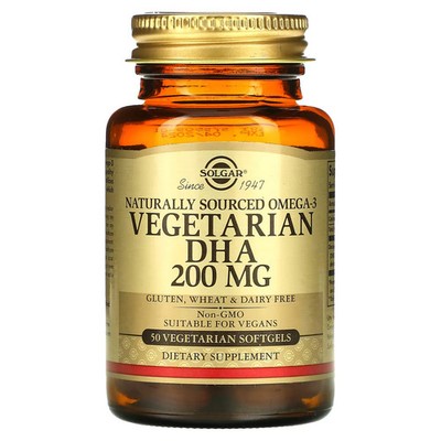 2 X Solgar, Naturally Sourced Omega-3, Vegetarian DHA, 200 mg, 50 Vegetarian Sof