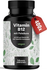 Vitamin B12 Hochdosiert - 400 Tabletten - B12 500µg + Folsäure 200µg