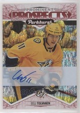 2018 Upper Deck Parkhurst Prominent Prospects Red 14/25 Eeli Tolvanen Auto ev1