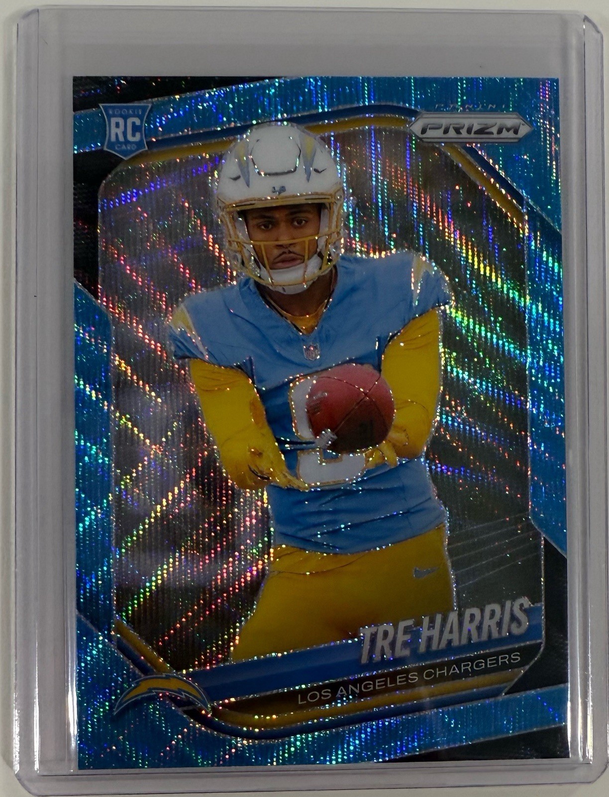 TRE HARRIS 2025 Panini Prizm NFL BLUE WAVE COLOR MATCH /230 #371 Chargers RC SP