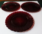 Anchor Hocking Red Bubble Depression Glass 9-1/2” Dinner Plates Set of 3