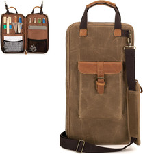 Waxed Canvas Drumstick Bag with Hanging Hooks and Shoulder Strap Large Capacity
