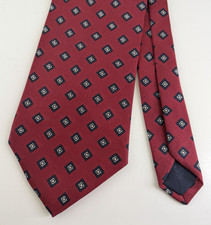 Brooks Brothers Makers Red Tie VTG Geometric 100 Silk Made In Usa 58"L x 3.75"W