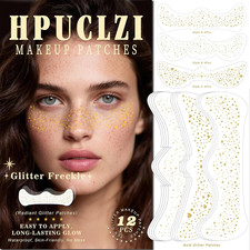Glitter Freckles Face Tattoo - 12PCS Gold Sparkle Freckles Temporary Face Tattoo