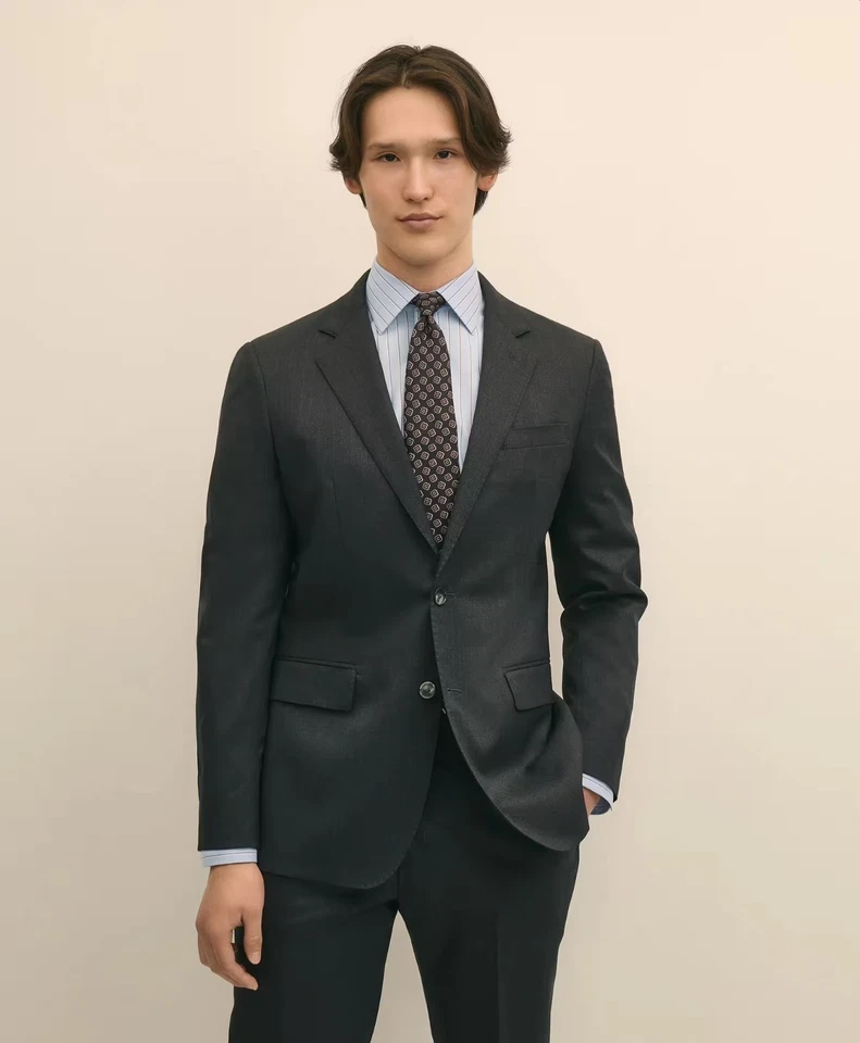 Traje Brooks Brothers 1818 para hombre 38R gris carbón calce ajustado Foto 2 de 4