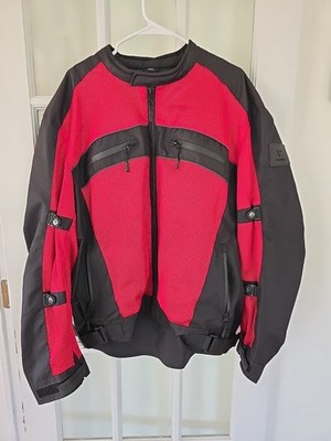 Viking Cycle Motorcycle Riding Jacket Pockets Mens 3XL Black Red Mesh Padded