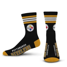 NFL 4 Stripe Deuce Crew Sock, Pittsburgh Steelers, Large