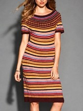 Tommy Hilfiger Sweater Dress Women XS Multicolor Stripe Knit Preppy Chic Office